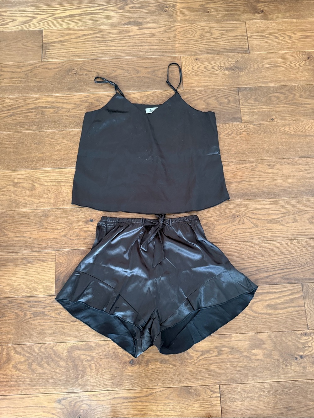 Black Satin Shorts & Cami Set